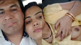 Car mein biwi ki boobs daba raha hai husband